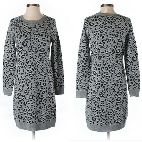 Loft Leopard Print Sweater Dress 